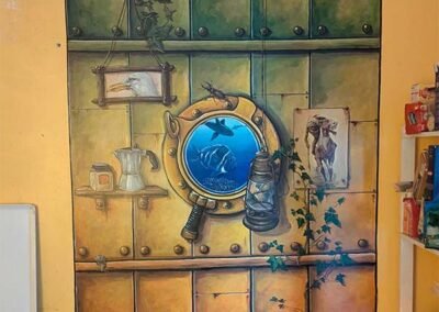 Fresque murale de cuisine thème Jules Verne